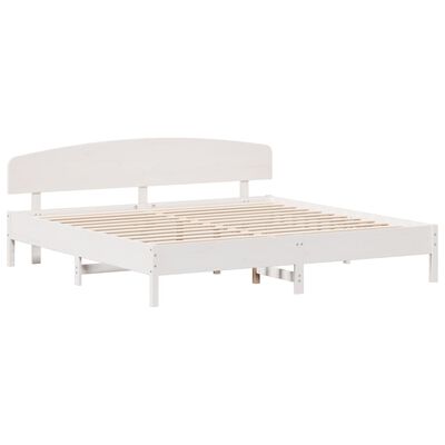 vidaXL Sengeramme med madrass hvit 200x200 cm heltre furu