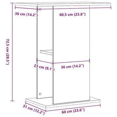 vidaXL Akvariumstativ artisan eik 36x60,5x72,5 cm konstruert tre