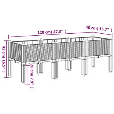 vidaXL Plantekasse med ben brun 120x40x42 cm PP