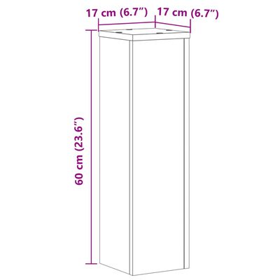 vidaXL Plantestativer 2 stk brun eik 17x17x60 cm konstruert tre