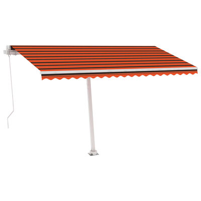 vidaXL Manuell uttrekkbar markise med LED 450x350 cm oransje og brun