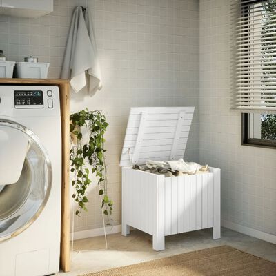 vidaXL Putekasse med lokk RANA hvit 60x49x54 cm heltre furu