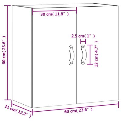 vidaXL Veggskap grå sonoma 60x31x60 cm konstruert tre