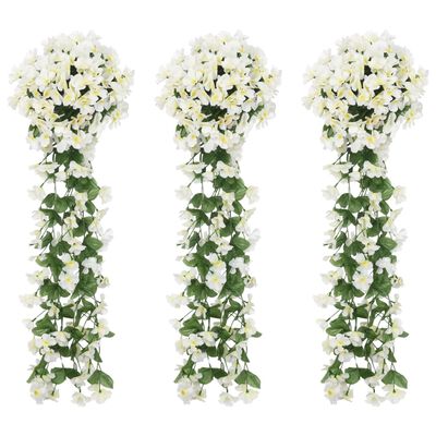 vidaXL Kunstige blomsterkranser 3 stk hvit 250 cm