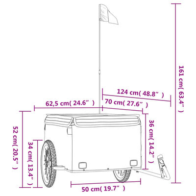 vidaXL Sykkelvogn svart 45 kg jern