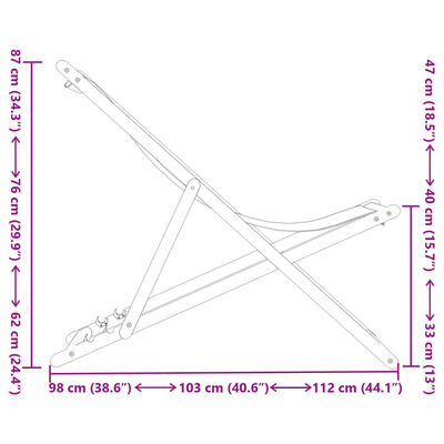 vidaXL Sammenleggbar strandstol gråbrun heltre eukalyptus og stoff