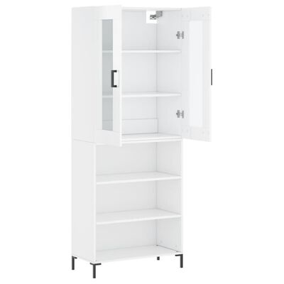 vidaXL Highboard høyglans hvit 69,5x34x180 cm konstruert tre