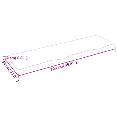 vidaXL Vegghylle lysebrun 100x30x2 cm behandlet heltre eik