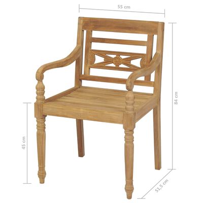 vidaXL Bataviastoler 2 stk heltre teak