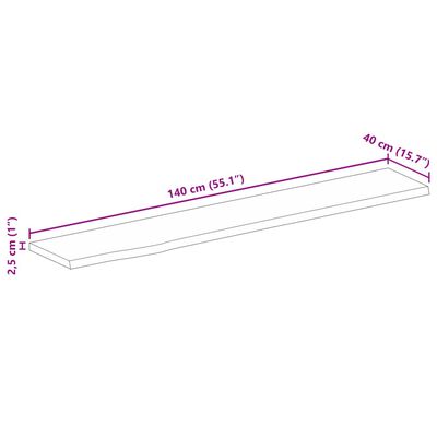 vidaXL Bordplate 140x40x2,5 cm naturlig kant heltre mango