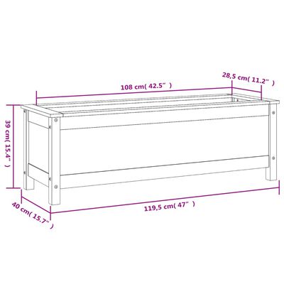 vidaXL Høybed grå 119,5x40x39 cm heltre gran