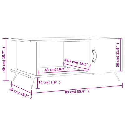 vidaXL Salongbord høyglans hvit 90x50x40 cm konstruert tre