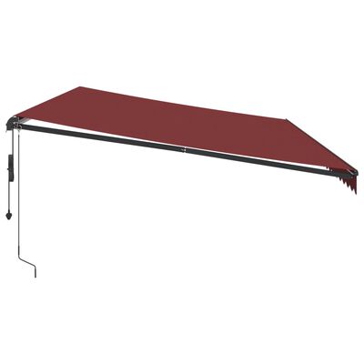 vidaXL Automatisk uttrekkbar markise med LED burgunder 600x350 cm