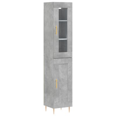 vidaXL Highboard betonggrå 34,5x34x180 cm konstruert tre