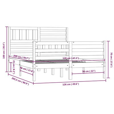 vidaXL Sengeramme heltre 120x200 cm