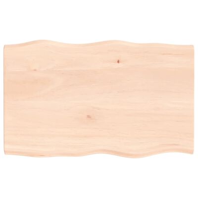 vidaXL Bordplate 80x50x2 cm ubehandlet heltre eik naturlig kant