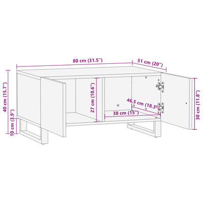 vidaXL Salongbord brun 80x51x40 cm heltre mango