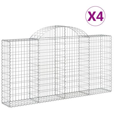 vidaXL Gabionkurver buede 4 stk 200x30x100/120 cm galvanisert jern