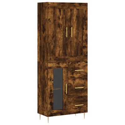 vidaXL Highboard røkt eik 69,5x34x180 cm konstruert tre