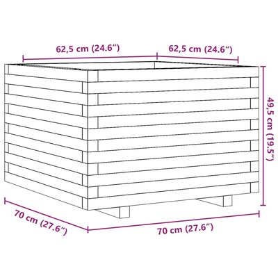 vidaXL Plantekasse 70x70x49,5 cm heltre furu