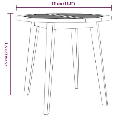 vidaXL Hagebord Ø85x75 cm heltre akasie