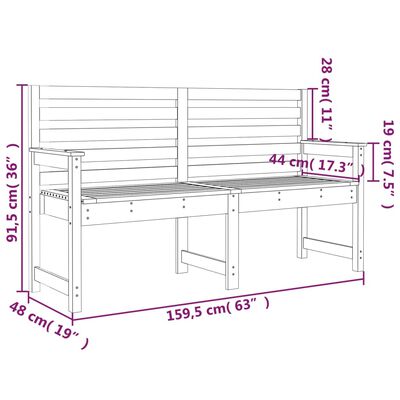 vidaXL Hagebenk 159,5x48x91,5 cm heltre douglasgran