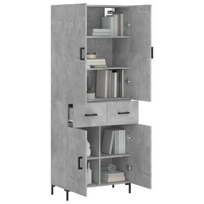 vidaXL Highboard betonggrå 69,5x34x180 cm konstruert tre