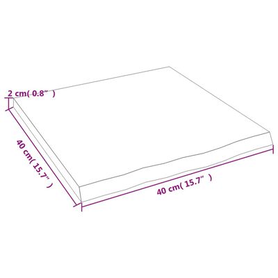 vidaXL Benkeplate til bad mørkebrun 40x40x2 cm behandlet heltre