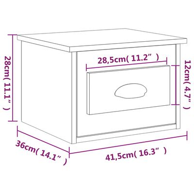 vidaXL Veggmontert nattbord røkt eik 41,5x36x28 cm