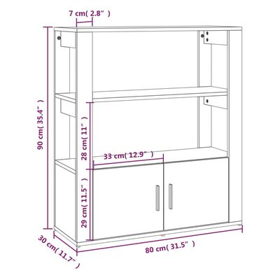 vidaXL Skjenk røkt eik 80x30x90 cm konstruert tre