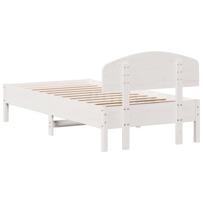 vidaXL Sengeramme med hodegavl hvit 75x190 cm heltre furu