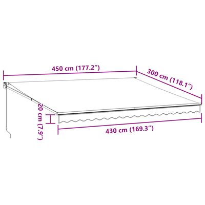 vidaXL Manuell uttrekkbar markise brun 450x300 cm