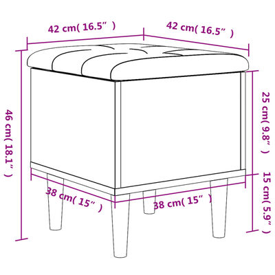 vidaXL Oppbevaringsbenk røkt eik 42x42x46 cm konstruert tre