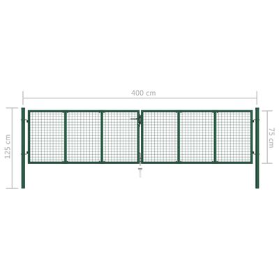 vidaXL Nettinghageport stål 390x75 cm grønn