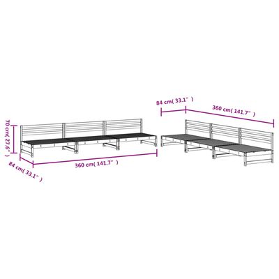 vidaXL Hagesofagruppe 6 deler svart heltre furu