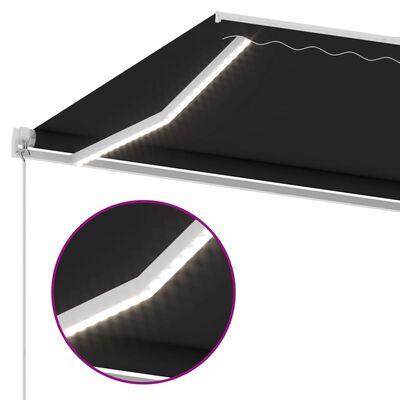 vidaXL Manuell uttrekkbar markise med LED 450x300 cm antrasitt