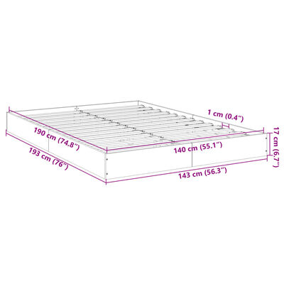 vidaXL Sengeramme grå sonoma 140x190 cm konstruert tre