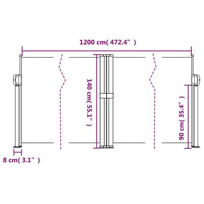 vidaXL Uttrekkbar sidemarkise beige 140x1200 cm