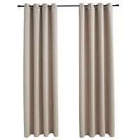 vidaXL Lystette gardiner med metallringer 2 stk beige 140x225 cm