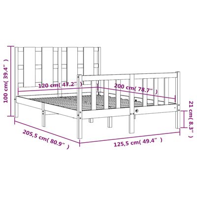 vidaXL Sengeramme med hodegavl hvit 120x200 cm heltre