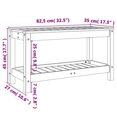 vidaXL Hagebenk hvit 82,5x35x45 cm heltre furu