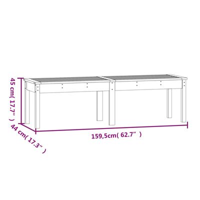 vidaXL Hagebenk 2 seter svart 159,5x44x45 cm heltre furu