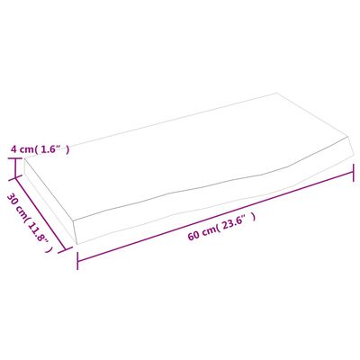 vidaXL Benkeplate til bad lysebrun 60x30x(2-4) cm behandlet heltre