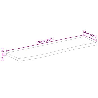 vidaXL Bordplate med naturlig kant 100x20x2,5 cm heltre mango