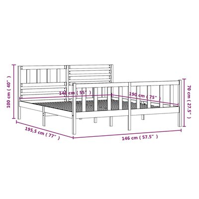 vidaXL Sengeramme heltre 140x190 cm