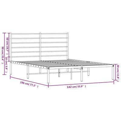 vidaXL Sengeramme i metall med hodegavl svart 135x190 cm