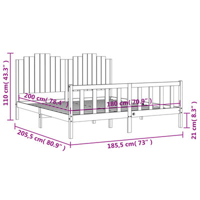 vidaXL Sengeramme med hodegavl svart 180x200 cm heltre