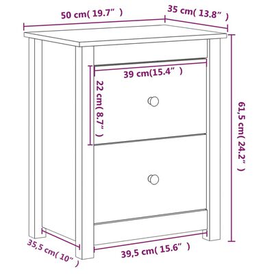 vidaXL Nattbord 2 stk 50x35x61,5 cm heltre furu