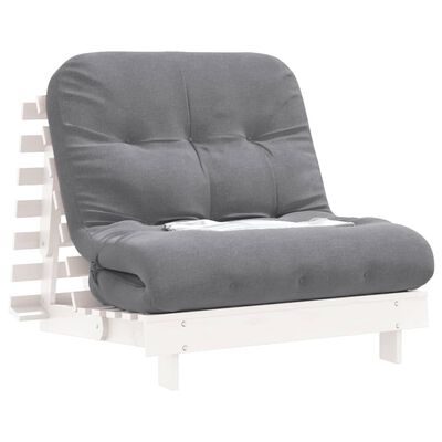 vidaXL Futonsofa med madrass hvit 90x206x11 cm heltre furu