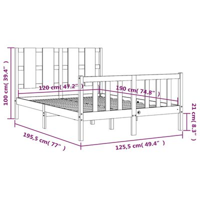 vidaXL Sengeramme med hodegavl hvit small double heltre